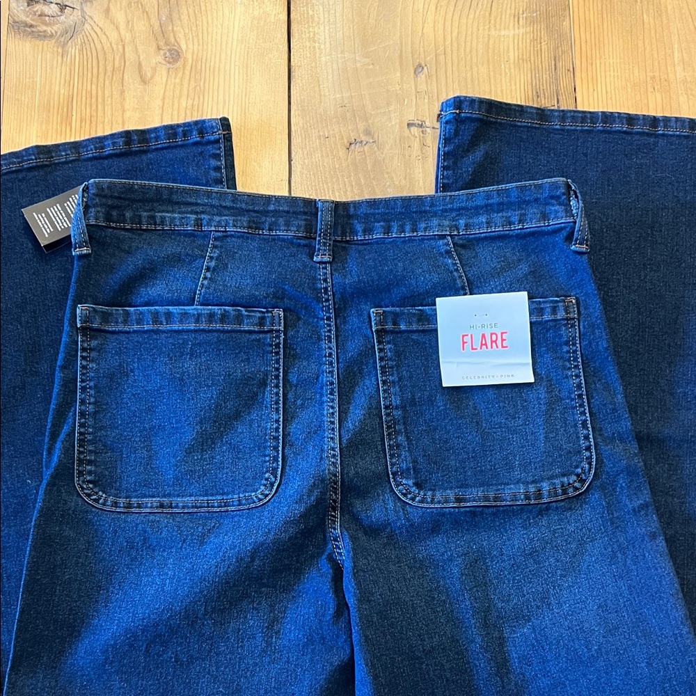 Celebrity Pink Dark Blue Denim Jeans with Braided Waist - Picture 5 of 5